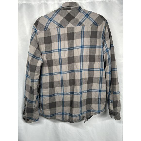 Voyager Shirt Jacket Size M Blue Gray Button Up Flap Pockets Flannel USA Men's - Picture 3 of 3